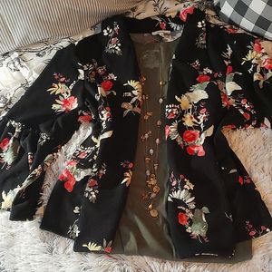 Maurices black Floral  fit n flare blazer
